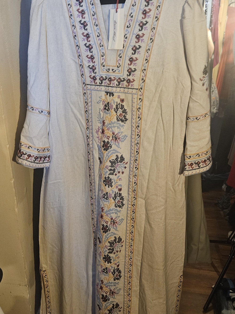 Solitaire Embroidered Boho Maxi Dress in Cream